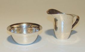 Zucker und Milch-Set 800er Silber, Art Deco, Hammerschlagdekor Deutsche Silberbeschau Meistermarke