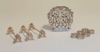 Konvolut Silber,"Hildesheimer Rose", meist 835er Silber bestehend aus 3 Messerbänkchen,6 Ringen