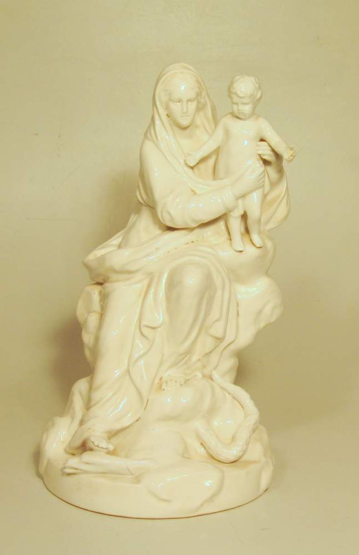 Neapel (19.Jhd.): große Figurine "Maria mit dem Kind",sign.Boizol weiße Scherben glasiert,