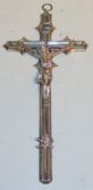 Kruzifix,dat.1859,massives Silber,Widmungsgravur derer von Merveldt Kruzifix, rückseitig graviert:"