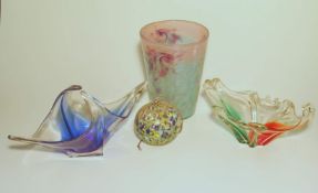 Konvolut Murano-Glas,nach 1950 4-teiliges Konvolut Zierglas bestehend aus 2 Schalen aus partiell