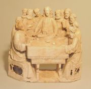 Abendmahlgruppe, Alabaster, wohl Mechelen, letztes Viertel 16. Jhd. Vollrund aus Alabaster