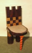 Cimbura, Vit (1950 Prag): Chair No.14/1 "Sach" ,dat.1988 Ahorm massiv mehrfarbig gebeizt,Unikat-