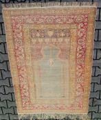 antiker türkischer Gebetsteppich, Ladik , 19. Jhd. Wolle auf Wolle ,Naturfarben, Mihrab mit