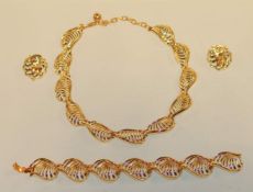 Lisner: komplette Parüre,vergoldet,70er Jahre Zeittypisches Set bestehend aus Halsband, Armband