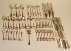 Wilkens, Bremen: Restbesteck,Modell Chippendale, 800er Silber bestehend aus 6 großen Messern, 6