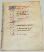 vollständiger Kalender aus einem franz. Stundenbuch von 1480 12 Blatt, rote und schwarze Tinte auf