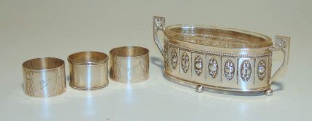 3 antike Seviettenringe Jew. "800" Silber jeweils Silbebeschau und div. Hersteller , beulig,