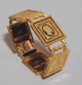 Schweres Armband mit Briefmarkenraritäten 750er/900er Gelbgold 107 Gr. Sicherheitkastenschloss mit
