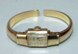Berger Damenarmbanduhr - Goldspange gemarkt 585 GG. 17 Rubis HAU Damenuhr mit Goldgehäuse, Boden und