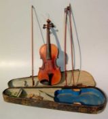 Schülergeige um 1900 Fundzustand - aber wohl ohne Beschädigungen - Klebetikett Stradivarius a