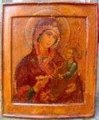 Hodegetria Ikone, Gottesmutter von Smolensk, Russland, 18. Jhd. Tempera auf Holz, rückseitige