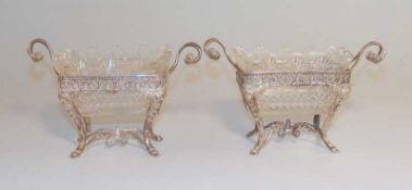 Pärchen Silbermontierte Kristallschalen, Louis-XVI-Stil Im Französischen Stil auf Bocksbeinen und