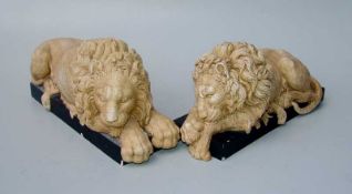 Paar schlafende Löwen, nach Antonio Canova Gips mit patinierter Oberfläche, verkleinerte
