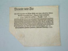 "Juden-Geleids-Conceßion" Chur Pfals von 1795 Siegelbrief zum Vorweisen für Zollfreiheit und
