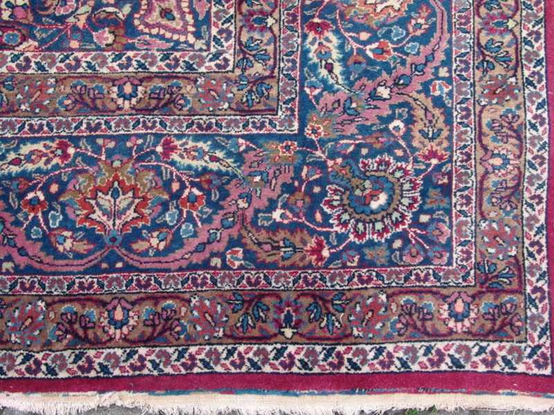 Großer, persischer Keshan, 30/40er Jahre Natur und Anilinfarben, guter benutzter Zustand, 495cm x - Bild 2 aus 3
