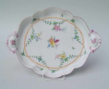 Königl. Meissen (Unterglasurblaue Marke 1740- ca.1780): Großes Tablett mit Blumenmalerei, 18.Jhd.