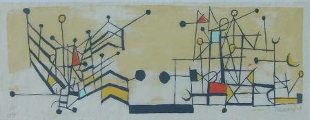 Wendland, Gerhard (1910Hannover -1986 Nürnberg): Abstrakte Komposition, dat. (19)59 Farbholzschnitt,