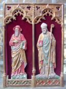 Altarretabel mit Heiligen 19. Jhd. Seitenflügel eines Altares, Flachrelief aus geschnitzem