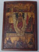 Griechische Ikone "Auferstehung Christie" 18/19. Jh. Temperamalerei auf punziertem Goldgrund, in