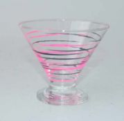 Eisbecher, Design des Art Deco, 30er Jahre farbloses Glas mit waagerechtem Streifendekor in