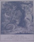 Riedinger, Johann Elias (1668 Augsburg- 1776 Ebenda): 3 antike Kupferstiche, 1x Hirschdarstellung,