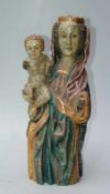Mutter Gottes mit dem Kind, nach rheinischem Vorbild des 15.Jhd. wohl Lindenholz gefasst, partiell