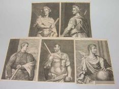13 Blatt Altmeistergraphik: Herrscher und Könige 5 Blatt Imperatorenportrait "Herrscher von Rom"