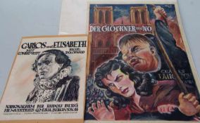 2 Filmplakatentwürfe von Podwitz 1925 und 1947: Glöckner von Notre Dame Gouasch über Ölkreide auf