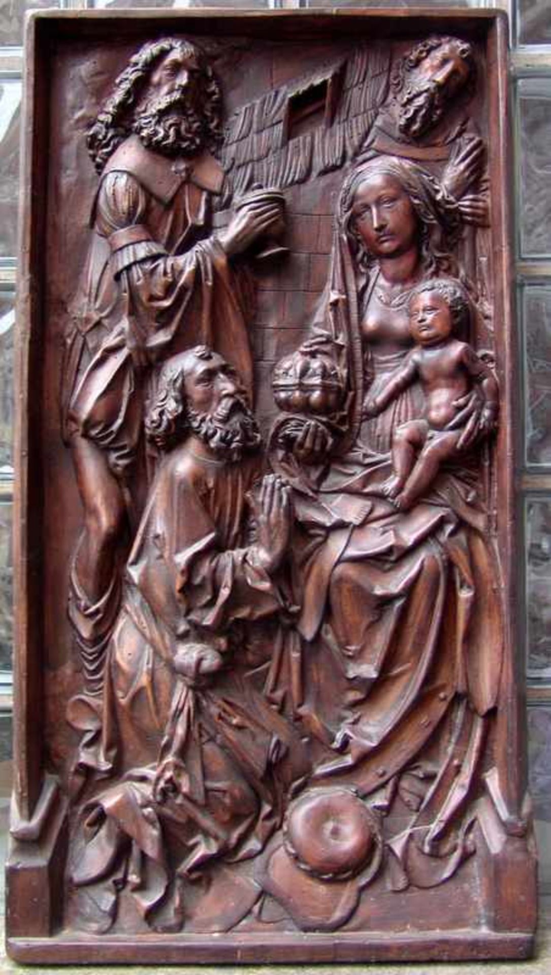 Anbetung der Hirten - nach gotischem Vorbild Neuzeitliches Reliefgussverfahren, Höhe 105x55cm