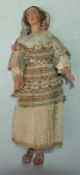 Italienische Krippenfigur 19.Jhd. Holz geschnitzt und gefasst, Leinenkleidung mit besticktem