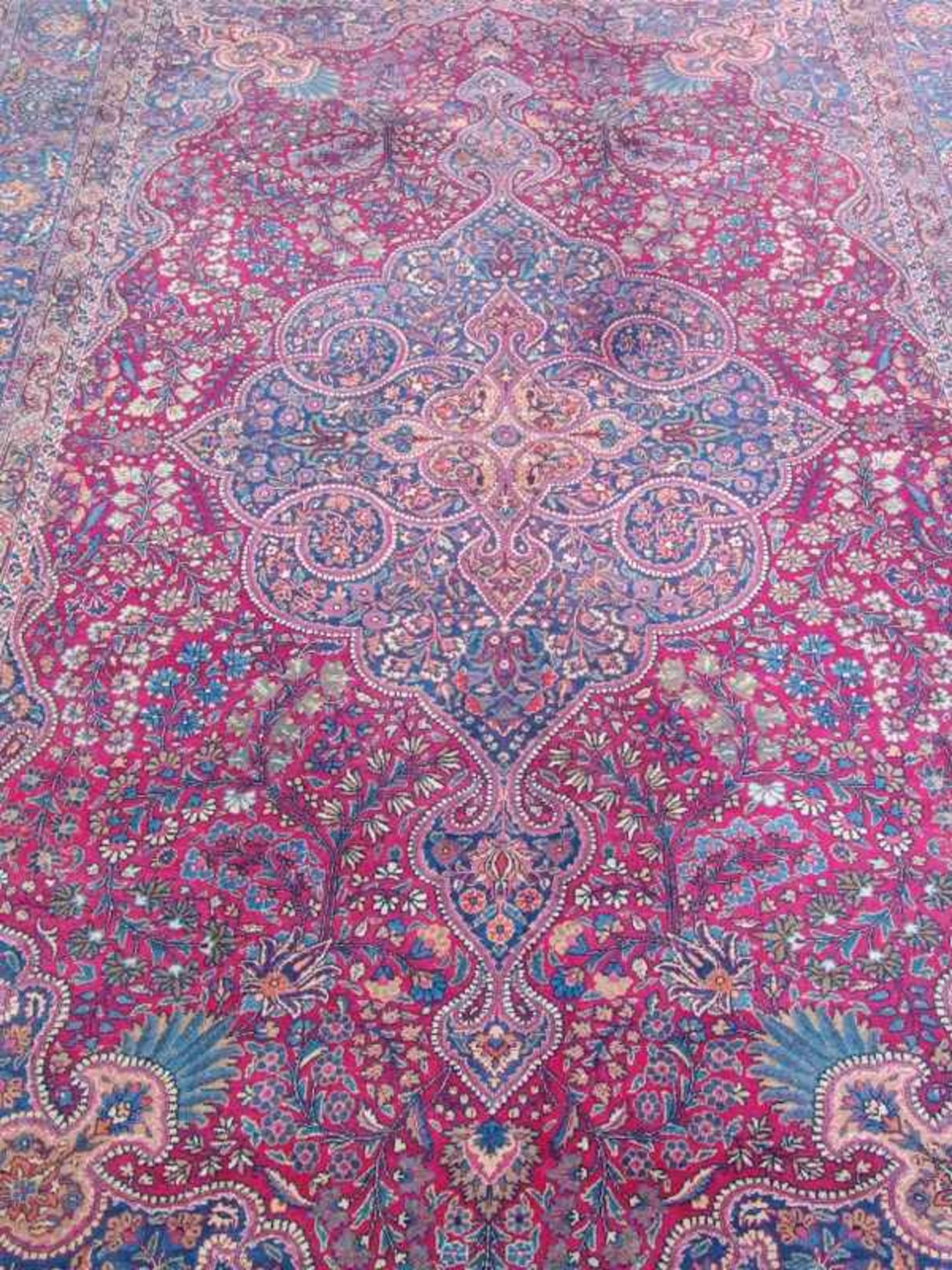 Großer, persischer Keshan, 30/40er Jahre Natur und Anilinfarben, guter benutzter Zustand, 495cm x