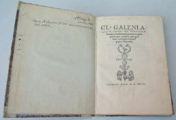 Clarissimus Galenis Medizinische Schriften, Basel 1529 "liquot libelli per guinterium ionnem