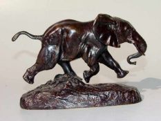 Barye, Antoine Louis (1795 in Paris; 1875 ebenda): Laufender Elefant aus dem Senegal Im
