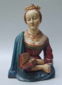Lebensgroße Heiligenbüste wohl Isabella von Kastilien Lindenholz, geschnitzt und gefasst, Höhe 63cm,
