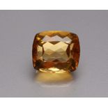 Ungefasster Citrin, 18,05 ct. Rechteckig facettiert, D. 17x 15 mm.