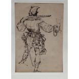Unbekannter Maler (Italien, 18./19. Jh.) Musketier mit Flinte und Schwert. Federzeichnung/Papier (