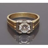 Brillantsolitärring. 750/000 GG und WG, brutto 6,5.. Besetzt mit Brillant, ca. 0,75 ct., tcr/si2. RW