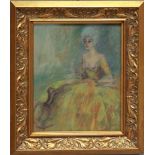 Unbekannter Maler (um 1920) Mit Affe spielendes Mädchen. Pastell/Papier/Karton. 34x 28 cm. R.