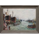 Richter-Reich, F. M. (1896 Berlin - Hamburg 1950) "HAMBURGER-HAFEN", so re. u. betitelt und sign.