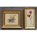 Biedermeier-Künstler (1. Hälfte 19. Jh.) Zwei Aquarelle: Blumenstudien. 15x 6 bzw. 12x 10 cm. Je