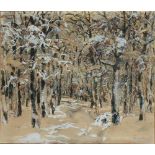 Miller-Diflo, Otto (1871-1941) Schneebedeckter Wald. Mischtechnik/Papier (l. Altersspuren), re. u.