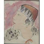 Unbekannter Maler (um 1925) Damenportrait. Aquarell/Zeichnung (Randmängel), li. oben unleserlich