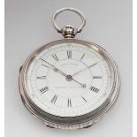 Schlüsseltaschenuhr mit Chronographenfunktion. Silbergehäuse (Beschau für Chester 1879,