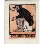 Orlik, Emil (1870 Prag - Berlin 1932) "Der Anarchist". Farbholzschnitt/Japanbütten (l. gebräunt),