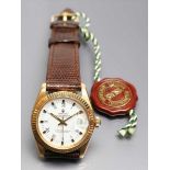 Armbanduhr "Rolex Datejust". 18 kt. GG-Gehäuse (Oyster-Gehäuse), mit verschraubter Krone und