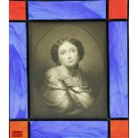 Lithophanie in Bleiglasrahmen, KPM Berlin. Frauenportrait in Oval: "Die Armut". Platten-Nr. 456.Z.