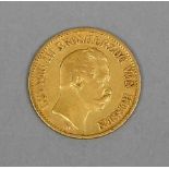 Hessen, Ludwig III., 10 Mark 1876, H. 900/000 GG, 3,93 g. s-ss.