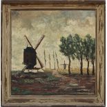DeVries, Hubert-Henri (1899 Anvers 1979) Impressionistische Landschaft mit Windmühlen - "Moben