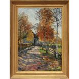 Jernberg, Olaf August (1855 Düsseldorf - Berlin 1935) Herbstlicher Feldweg mit Birken vor einem